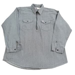 VTG Big Bill Men's Hickory Stripe 1/2-Zip LS Work Shirt 3XL Tall Made USA
